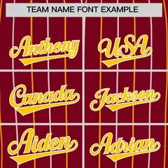 Crimson Gold and White Bi-Color Stripes Baseball Jersey 3