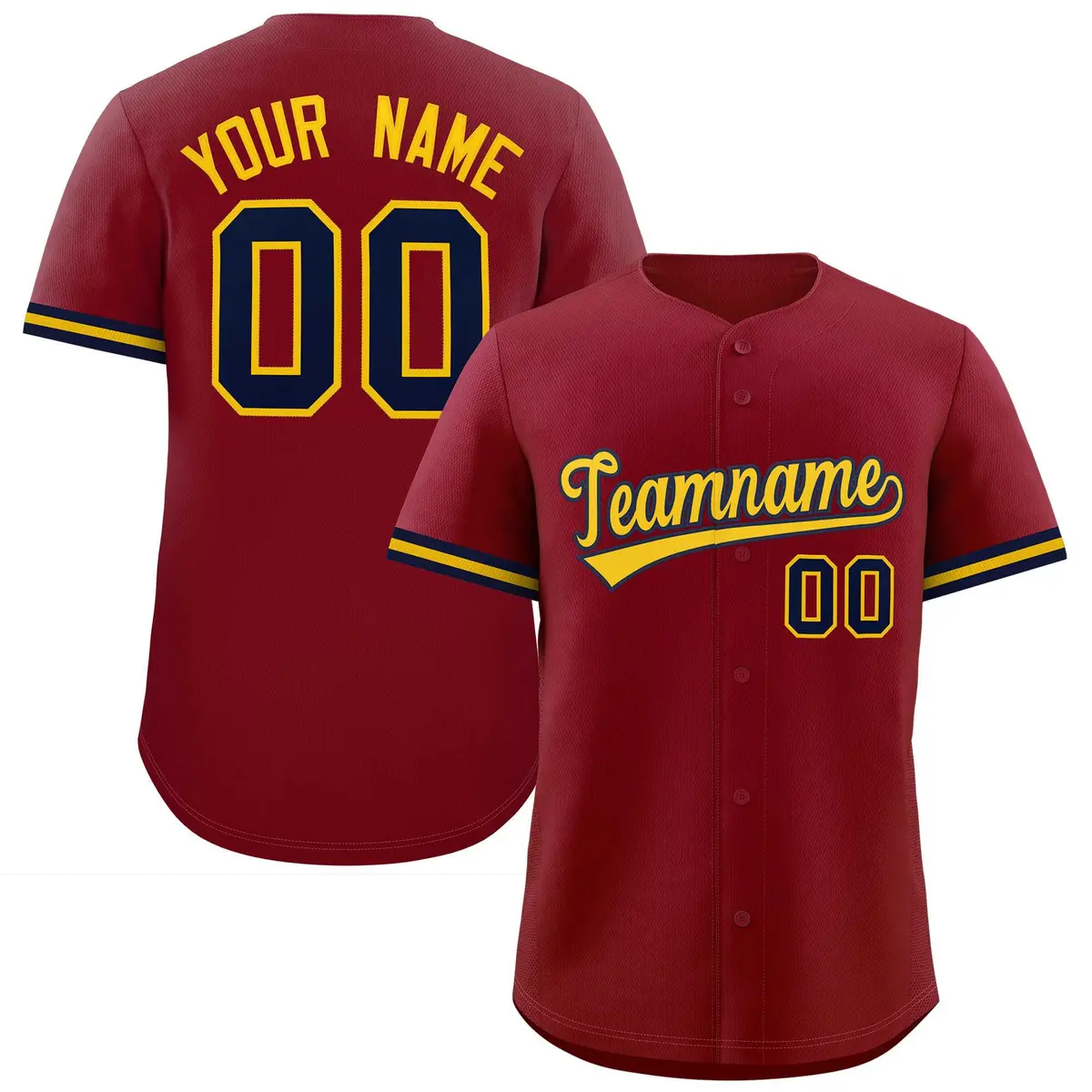 Crimson Gold Authentic Full-Button Baseball Jersey
