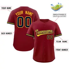 Crimson Gold Authentic Full-Button Baseball Jersey 2
