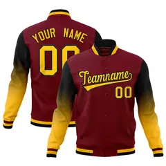 Crimson Gold Black Gradient Raglan Varsity Letterman Jacket 1