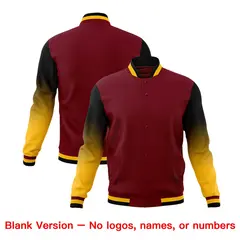 Crimson Gold Black Gradient Raglan Varsity Letterman Jacket 7
