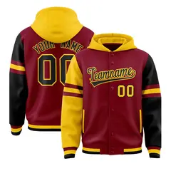 Crimson Gold-Black Varsity Three Stripes Raglan Jacket Hoodie 1