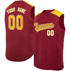 Crimson Gold Classic Sleeveless Baseball Jersey 1