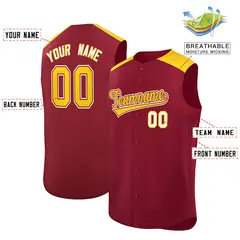 Crimson Gold Classic Sleeveless Baseball Jersey 2