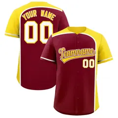 Crimson Gold Color Block Authentic Baseball Jersey