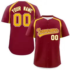 Crimson Gold Color Block Authentic Baseball Jersey 1