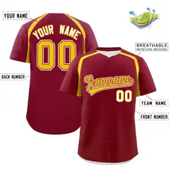 Crimson Gold Color Block Authentic Baseball Jersey 2