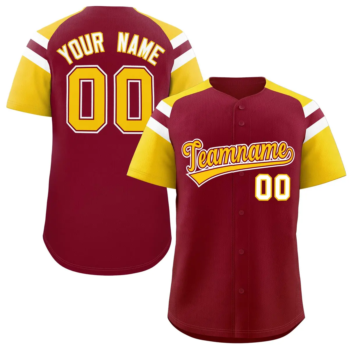 Crimson Gold Contrast Raglan Baseball Jersey