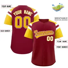 Crimson Gold Contrast Raglan Baseball Jersey 2