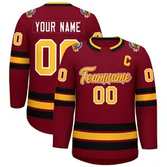 Crimson Gold Crimson-White Classic Style Hockey Jersey
