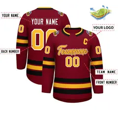 Crimson Gold Crimson-White Classic Style Hockey Jersey 2