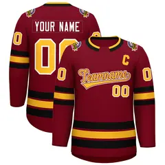 Crimson Gold Crimson-White Classic Style Hockey Jersey