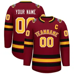 Crimson Gold Crimson-White Classic Style Hockey Jersey