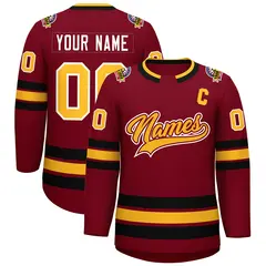 Crimson Gold Crimson-White Classic Style Hockey Jersey