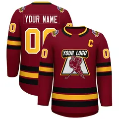 Crimson Gold Crimson-White Classic Style Hockey Jersey
