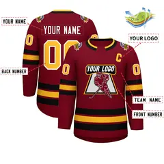 Crimson Gold Crimson-White Classic Style Hockey Jersey 2