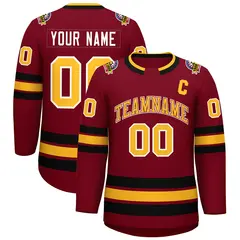 Crimson Gold Crimson-White Classic Style Hockey Jersey