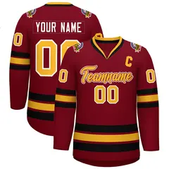 Crimson Gold Crimson-White Classic Style Hockey Jersey