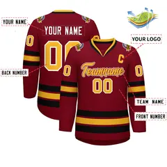 Crimson Gold Crimson-White Classic Style Hockey Jersey 2