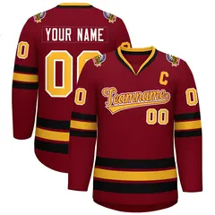 Crimson Gold Crimson-White Classic Style Hockey Jersey