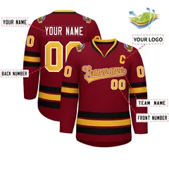 Crimson Gold Crimson-White Classic Style Hockey Jersey 2