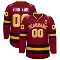 Crimson Gold Crimson-White Classic Style Hockey Jersey