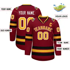 Crimson Gold Crimson-White Classic Style Hockey Jersey 2