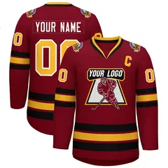 Crimson Gold Crimson-White Classic Style Hockey Jersey