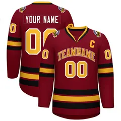Crimson Gold Crimson-White Classic Style Hockey Jersey