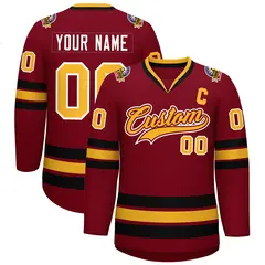 Crimson Gold Crimson-White Classic Style Hockey Jersey