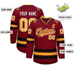 Crimson Gold Crimson-White Classic Style Hockey Jersey 2