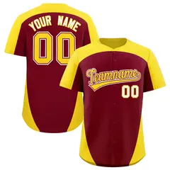 Crimson Gold Edge Color Block Authentic Baseball Jersey 1