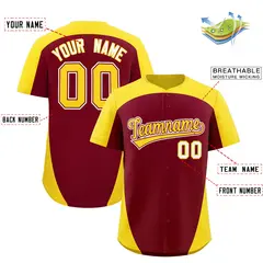 Crimson Gold Edge Color Block Authentic Baseball Jersey 2