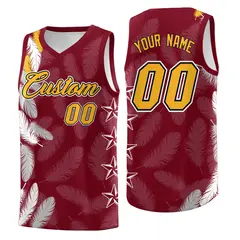 Crimson Gold Feather Series Graffiti Pattern Basketball Jersey 1