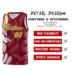Crimson Gold Feather Series Graffiti Pattern Basketball Jersey 2