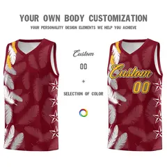 Crimson Gold Feather Series Graffiti Pattern Basketball Jersey 3