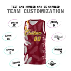 Crimson Gold Feather Series Graffiti Pattern Basketball Jersey 4