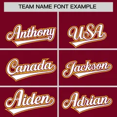 Crimson Gold Flame Outline Side Baseball Jersey 3