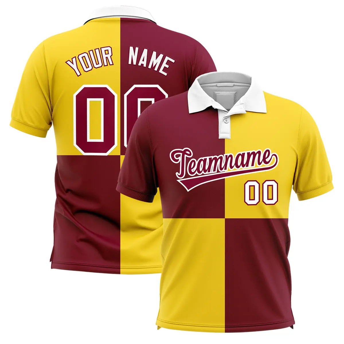 Crimson Gold Four Squares Performance Polo Shirt