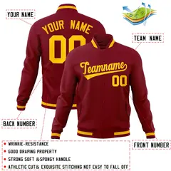 Crimson Gold Full-Snap Varsity Letterman Jacket 4
