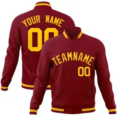 Crimson Gold Full-Snap Varsity Letterman Jacket