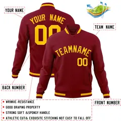 Crimson Gold Full-Snap Varsity Letterman Jacket 4