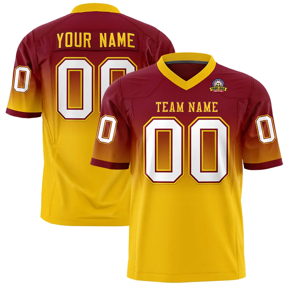 Crimson Gold Gradient Authentic Football Jersey