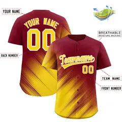 Crimson Gold Gradient Diagonal Stripe Baseball Jersey 2