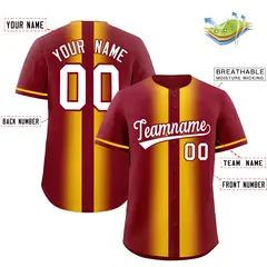 Crimson Gold Gradient Lapel Fashion Baseball Jersey 2