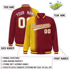 Crimson Gold Gradient Pinstripe Varsity Full-Snap Letterman Jacket 2