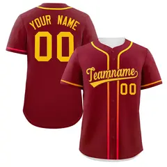 Crimson Gold Gradient Ribbed Authentic Baseball Jersey 1