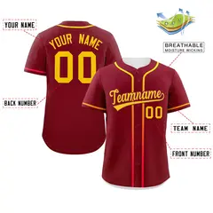 Crimson Gold Gradient Ribbed Authentic Baseball Jersey 2