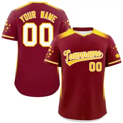 Crimson Gold Gradient Side Star Pattern Baseball Jersey 1