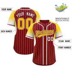 Crimson Gold Gradient Stripe Fashion Sleeves Baseball Jersey 2